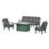 POLYWOOD Prairie Deep Seating Fire Pit Table Set in Green