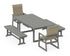 POLYWOOD EDGE Woven High-Back 5-Piece Dining Set with Benches in Slate Grey / Dune Grass