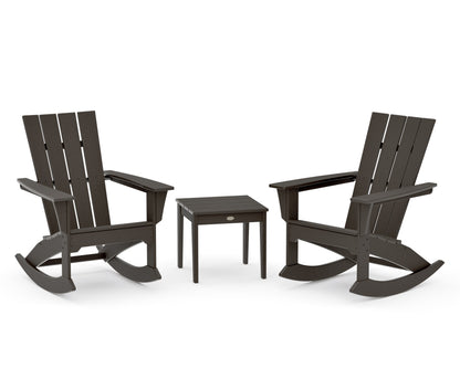POLYWOOD Quattro 3-Piece Rocker Set in Vintage Coffee