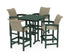 POLYWOOD Coastal Woven 5-Piece Bar Set in Green / Dune Grass