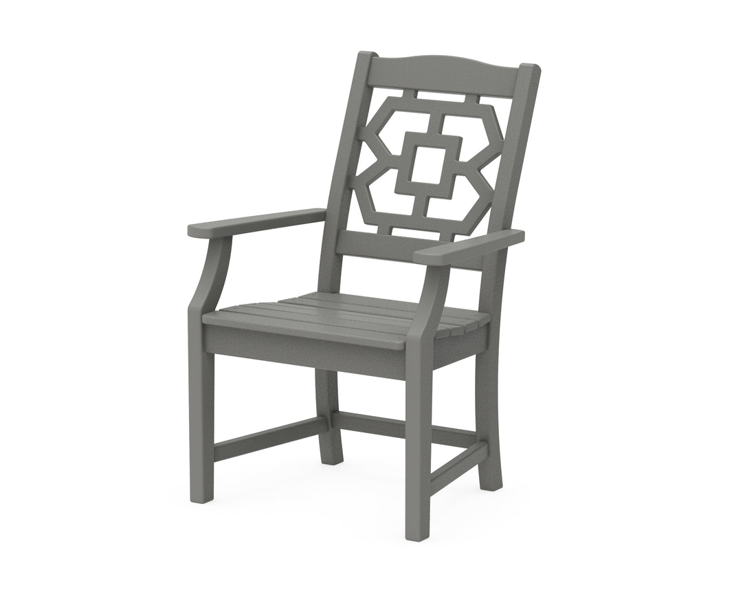 POLYWOOD Chinoiserie Dining Arm Chair in Slate Grey