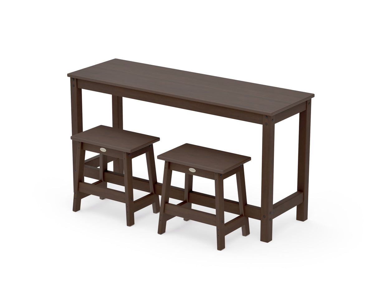 POLYWOOD Modern Studio Stool 3-Piece Balcony Set in Kona
