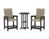 POLYWOOD Coastal Woven High-Back 3-Piece Farmhouse Counter Set in Black / Dune Grass