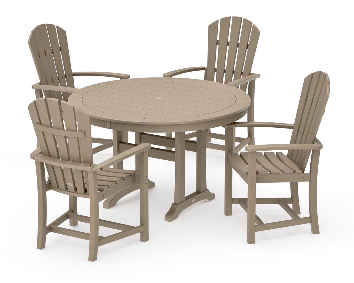POLYWOOD Palm Coast 5-Piece Round Dining Set in Vintage Sahara