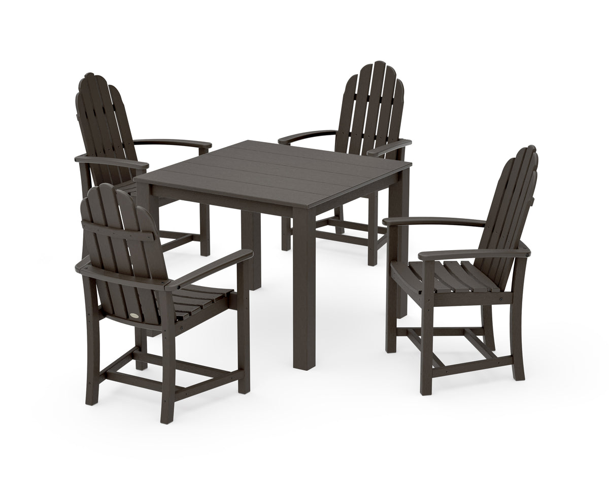 POLYWOOD Classic Adirondack 5-Piece Parsons Dining Set in Vintage Coffee