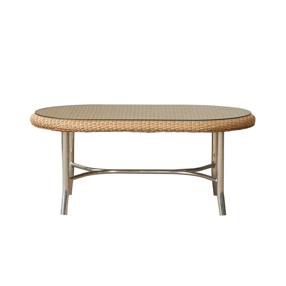 Lloyd Flanders Lloyd Loom 43" Oval Cocktail Table – Mini-Random Weave, lifestyle photo 2