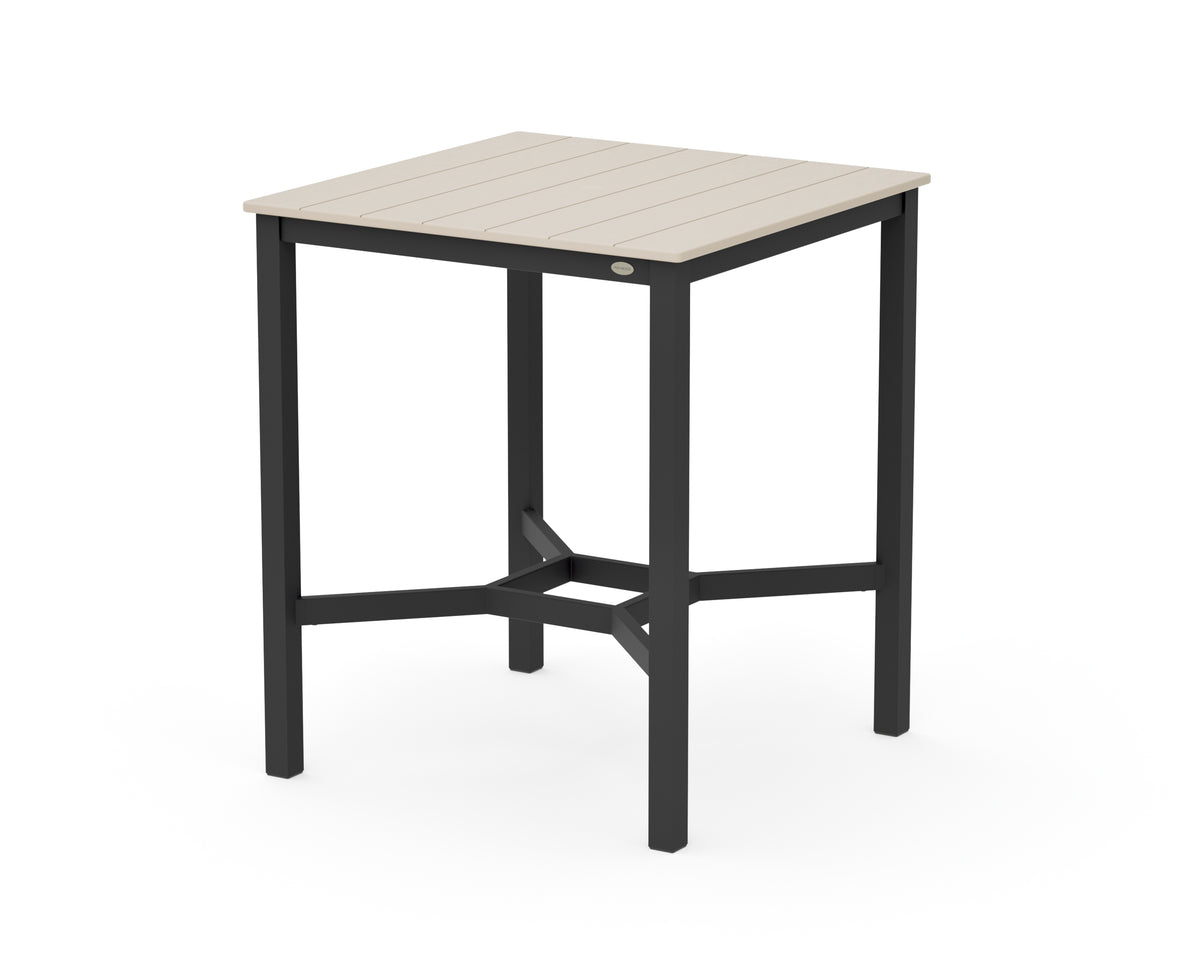 POLYWOOD Main Street 36 x 36 Bar Table in Black / Sand