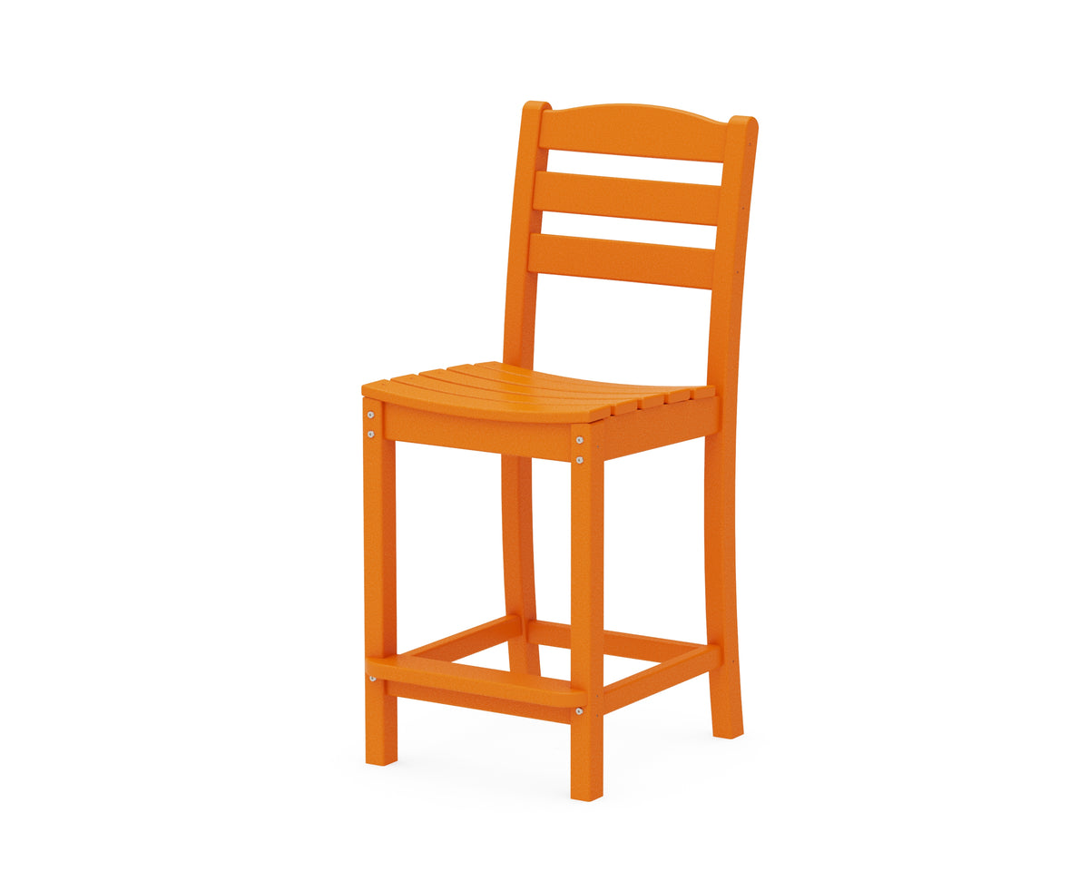 POLYWOOD La Casa Café Counter Side Chair in Tangerine