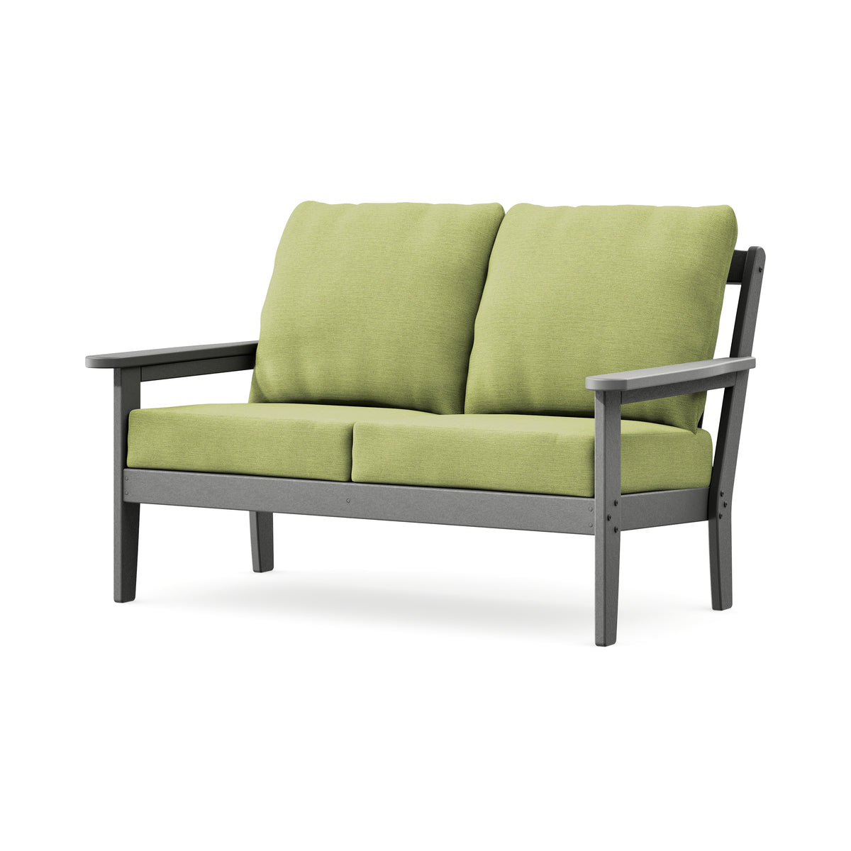 POLYWOOD Cottage Deep Seating Loveseat in Slate Grey / Chartreuse Boucle