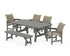 POLYWOOD Coastal Woven 6-Piece Rustic Farmhouse Dining Set with Bench in Slate Grey / Dune Grass