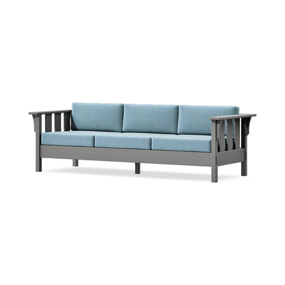 POLYWOOD Acadia Deep Seating Sofa in Slate Grey / Lattice Sky Blue