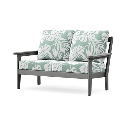 POLYWOOD Cottage Deep Seating Loveseat in Slate Grey / Leaf Glacier Spa