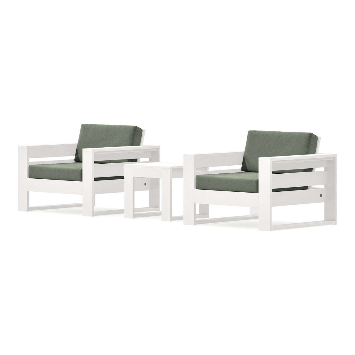 POLYWOOD PW Designer Series Latitude 3-Piece Lounge Chair Set in Vintage White / Cast Sage