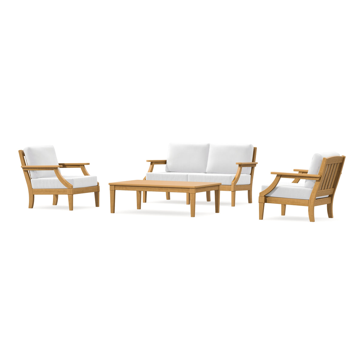 POLYWOOD PW Designer Series Estate Lounge 4-Piece Loveseat Set in Natural / Natural
