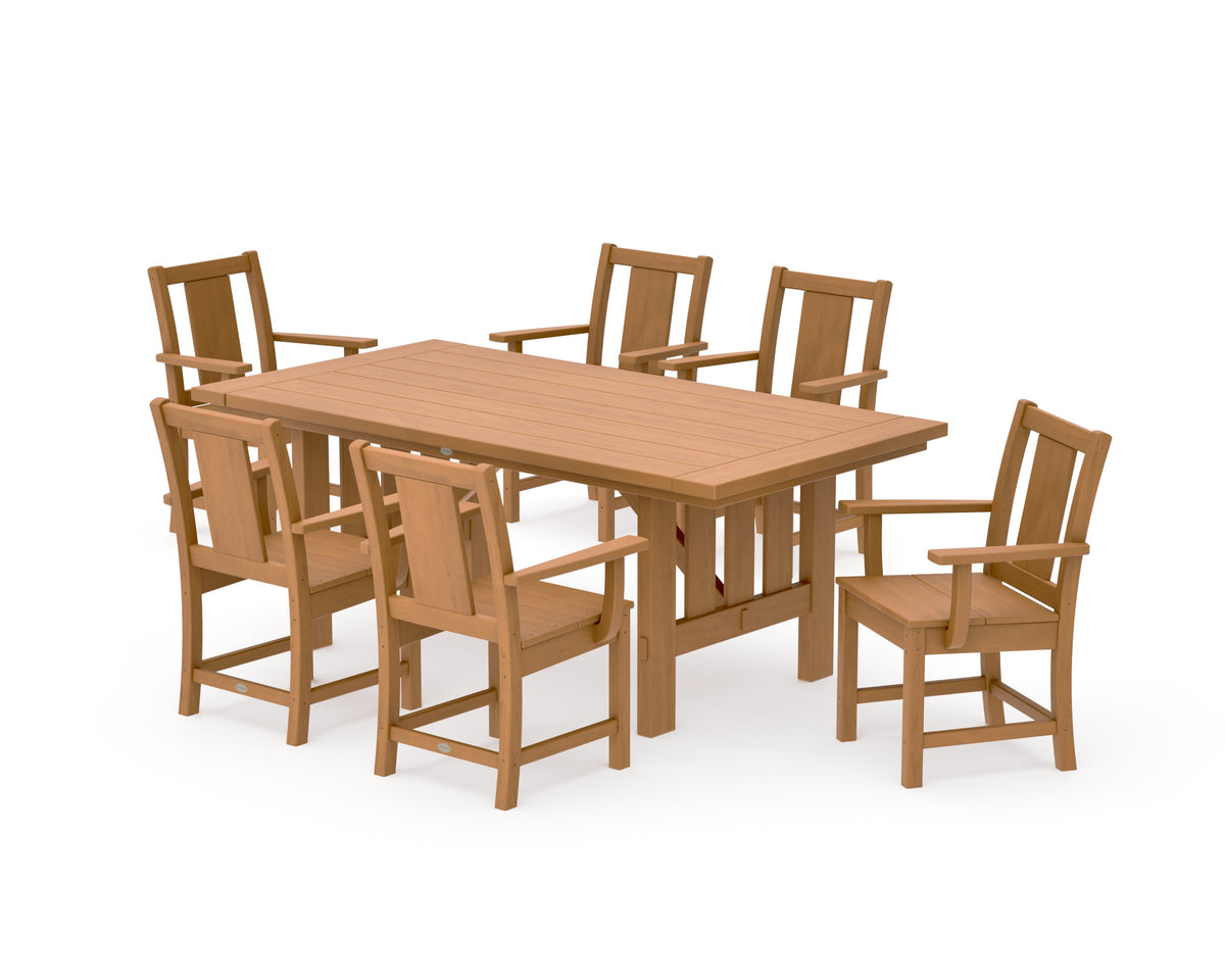 POLYWOOD Prairie Arm Chair 7-Piece Mission Dining Set in Natural