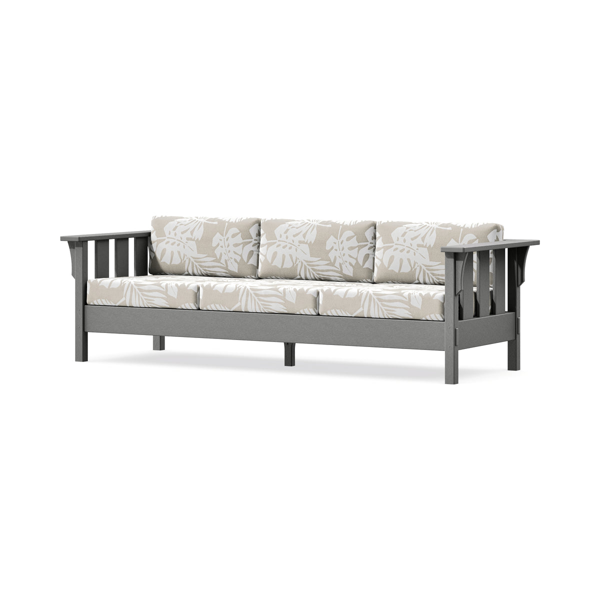 POLYWOOD Acadia Deep Seating Sofa in Slate Grey / Leaf Dune Burlap