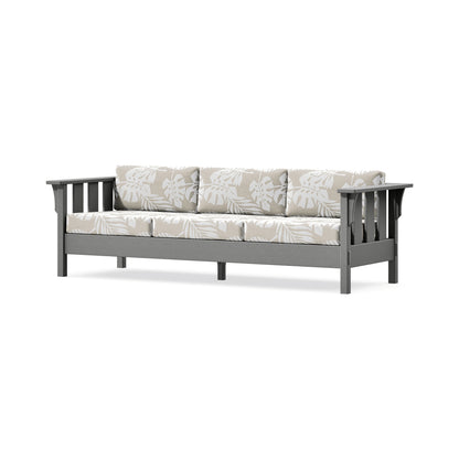 POLYWOOD Acadia Deep Seating Sofa in Slate Grey / Leaf Dune Burlap