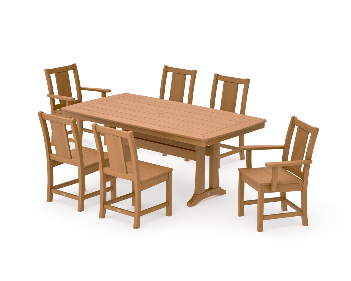 POLYWOOD Prairie 7-Piece Dining Set with Trestle Legs in Natural