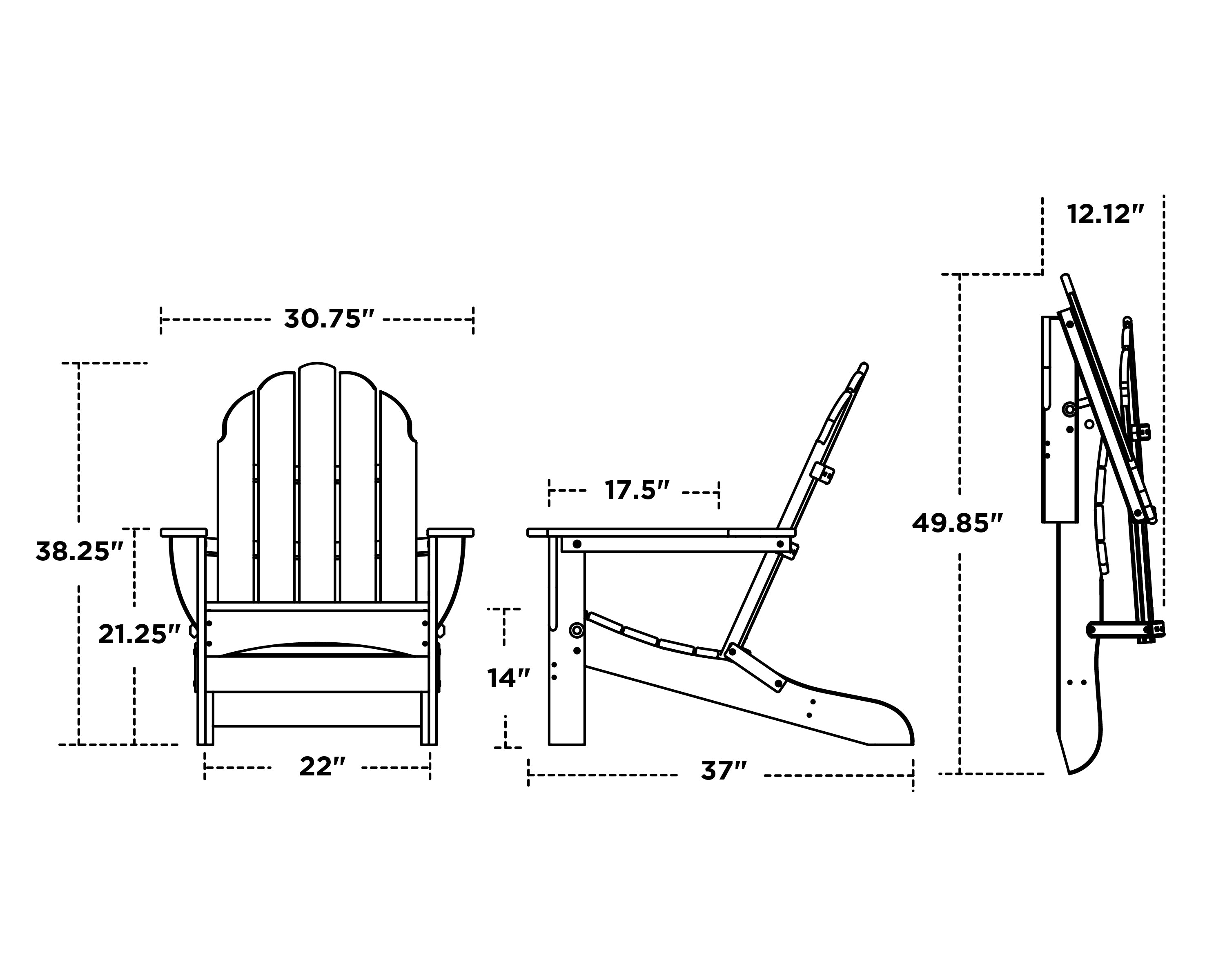 POLYWOOD Classic Oversized Folding Adirondack Chair