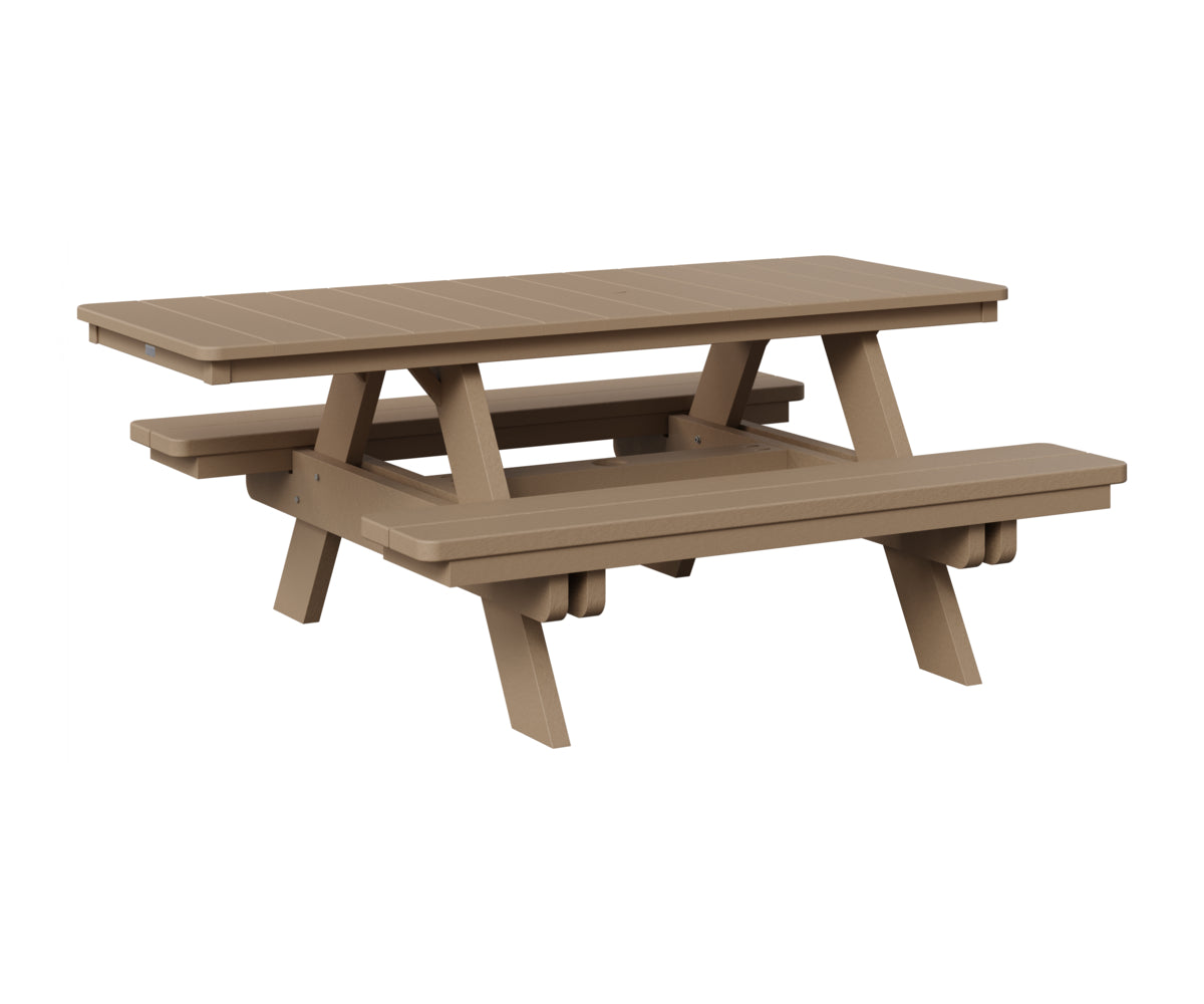 Berlin Gardens Rectangular ADA Picnic Table in Weatherwood