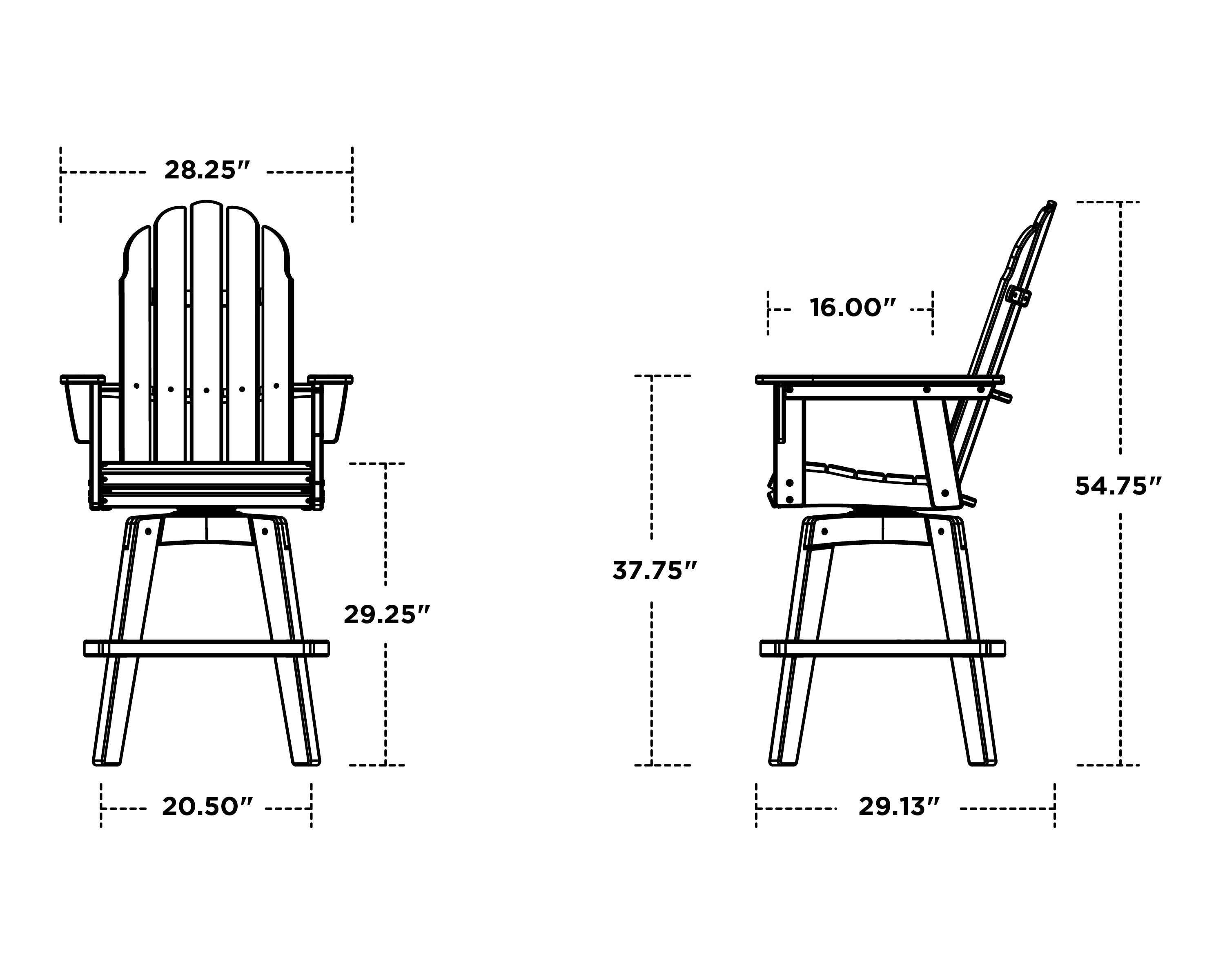POLYWOOD Vineyard Curveback Adirondack Swivel Bar Chair