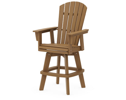 POLYWOOD Nautical Curveback Adirondack Swivel Bar Chair