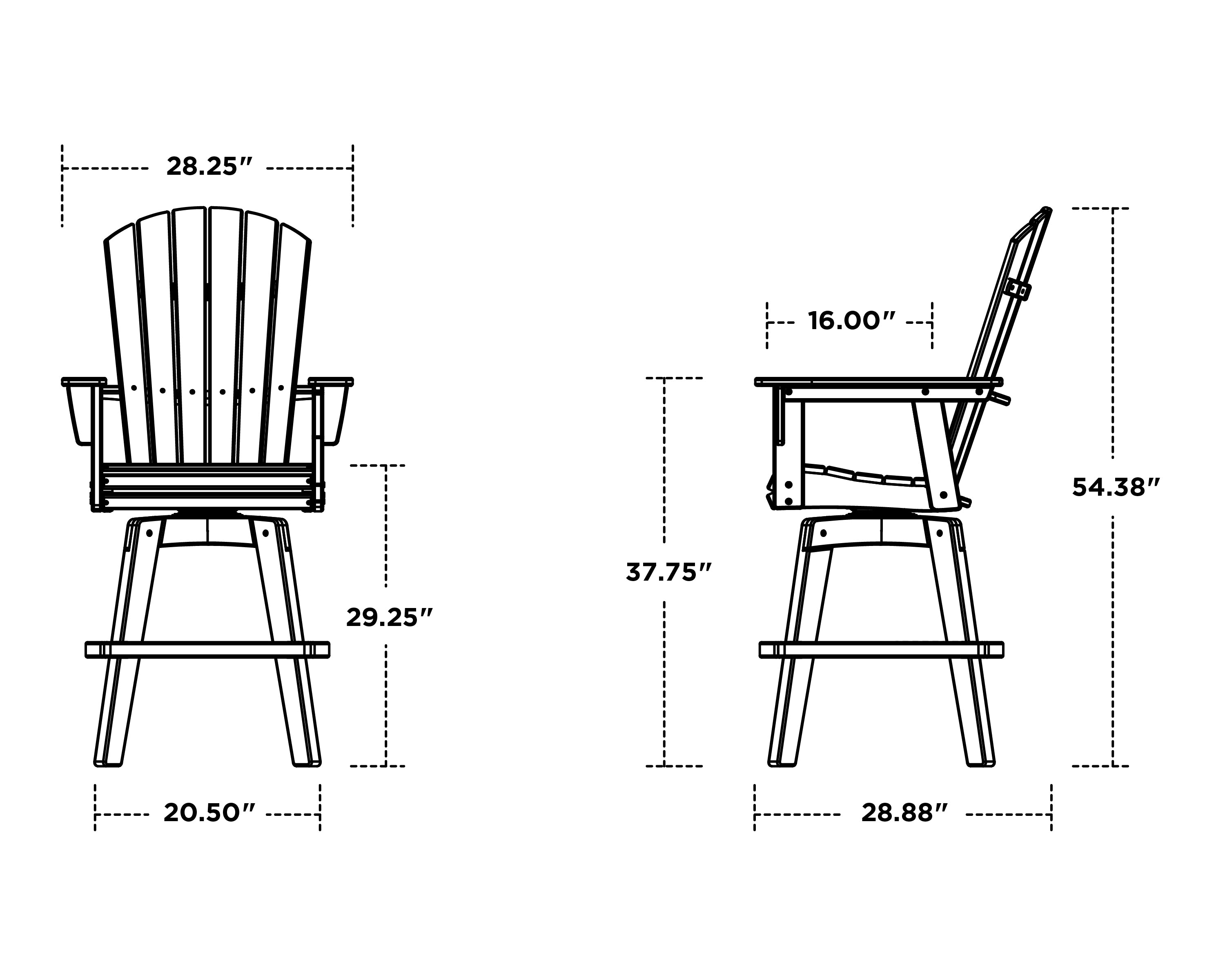 POLYWOOD Nautical Curveback Adirondack Swivel Bar Chair