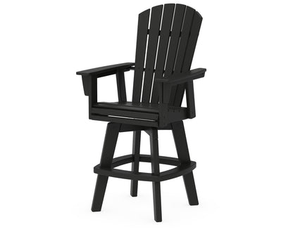 POLYWOOD Nautical Curveback Adirondack Swivel Bar Chair