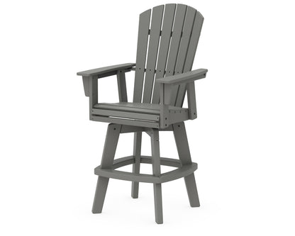 POLYWOOD Nautical Curveback Adirondack Swivel Bar Chair