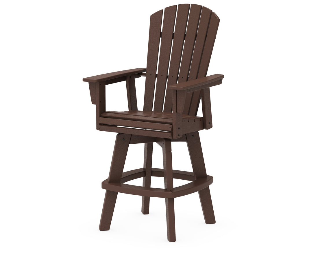 POLYWOOD Nautical Curveback Adirondack Swivel Bar Chair
