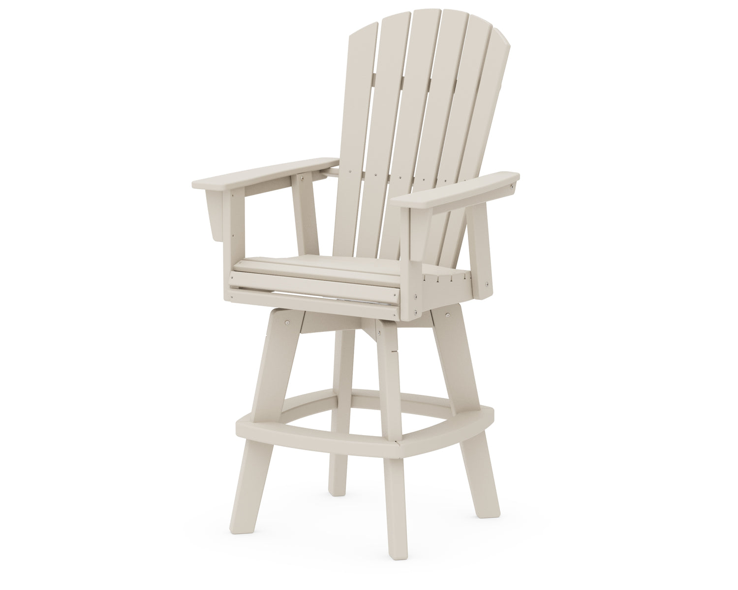 POLYWOOD Nautical Curveback Adirondack Swivel Bar Chair