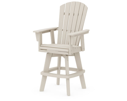 POLYWOOD Nautical Curveback Adirondack Swivel Bar Chair