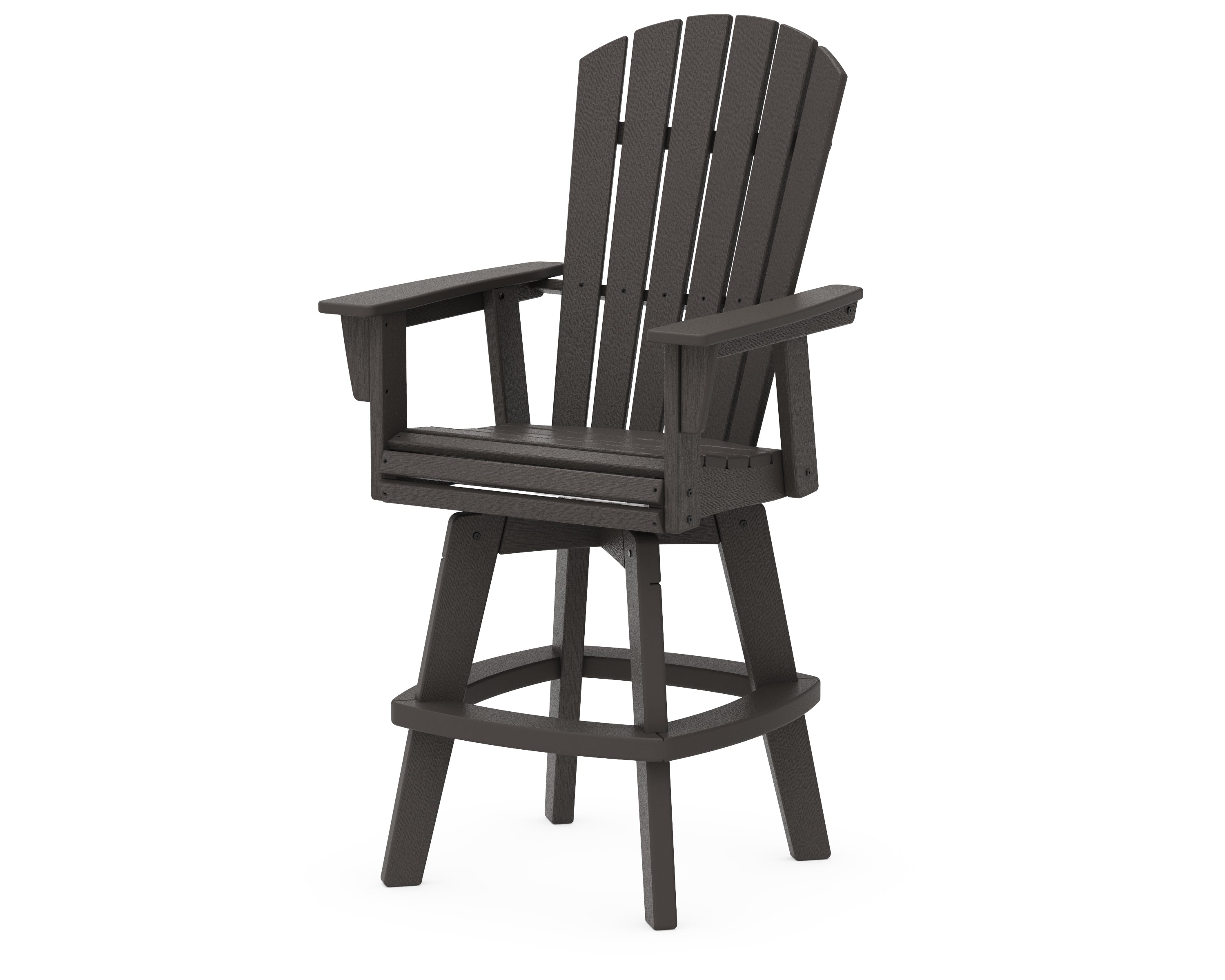 POLYWOOD Nautical Curveback Adirondack Swivel Bar Chair