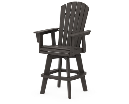 POLYWOOD Nautical Curveback Adirondack Swivel Bar Chair