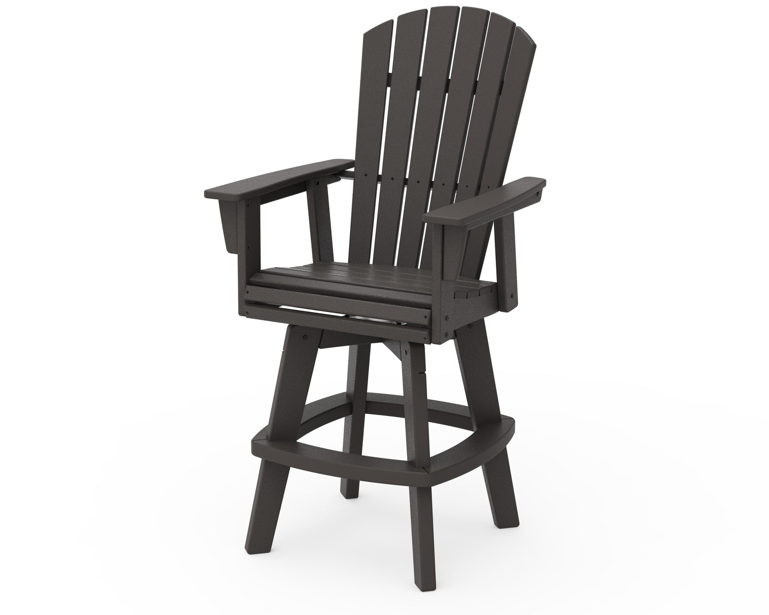 POLYWOOD Nautical Curveback Adirondack Swivel Bar Chair