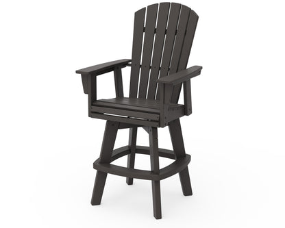 POLYWOOD Nautical Curveback Adirondack Swivel Bar Chair