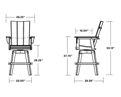 POLYWOOD Modern Curveback Adirondack Swivel Bar Chair