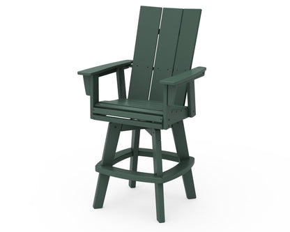 POLYWOOD Modern Curveback Adirondack Swivel Bar Chair