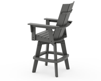 POLYWOOD Modern Curveback Adirondack Swivel Bar Chair