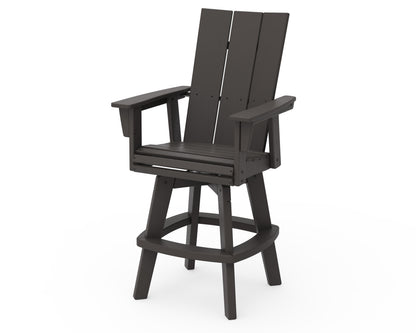 POLYWOOD Modern Curveback Adirondack Swivel Bar Chair