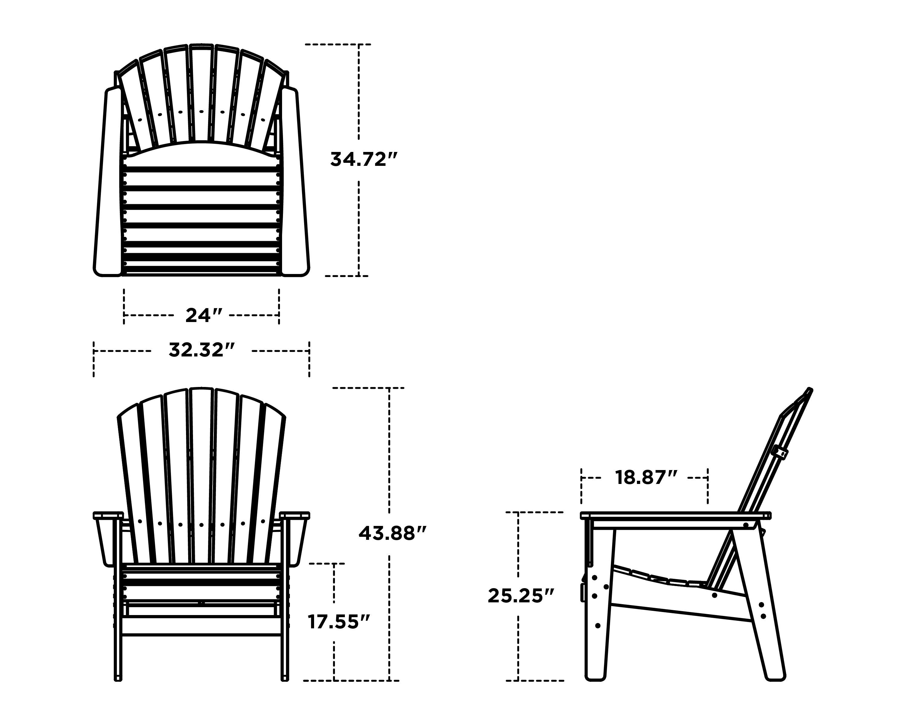 POLYWOOD Nautical Grand Upright Adirondack Chair