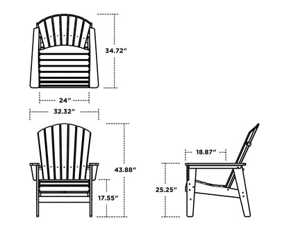 POLYWOOD Nautical Grand Upright Adirondack Chair