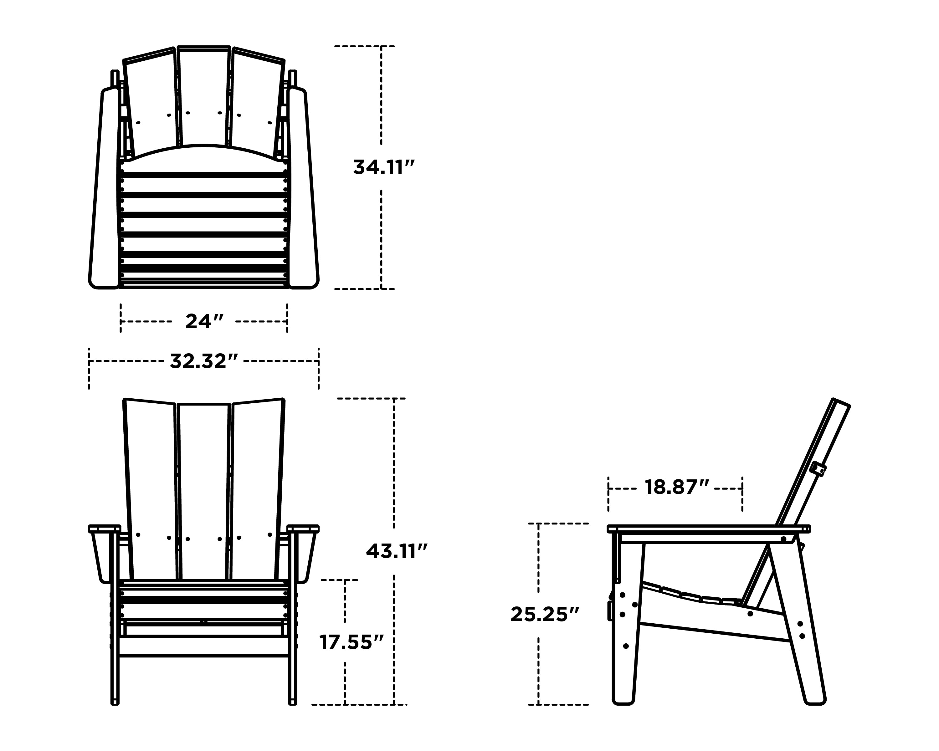 POLYWOOD Modern Grand Upright Adirondack Chair