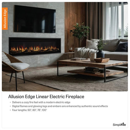 SimpliFire Allusion Edge Linear Built-In Virtual Electric Fireplace