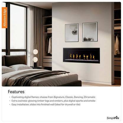 SimpliFire Allusion Edge Linear Built-In Virtual Electric Fireplace