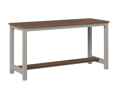 Berlin Gardens Balcony Table with Aluminum Base in Platinum Silver, Brazilian Walnut top