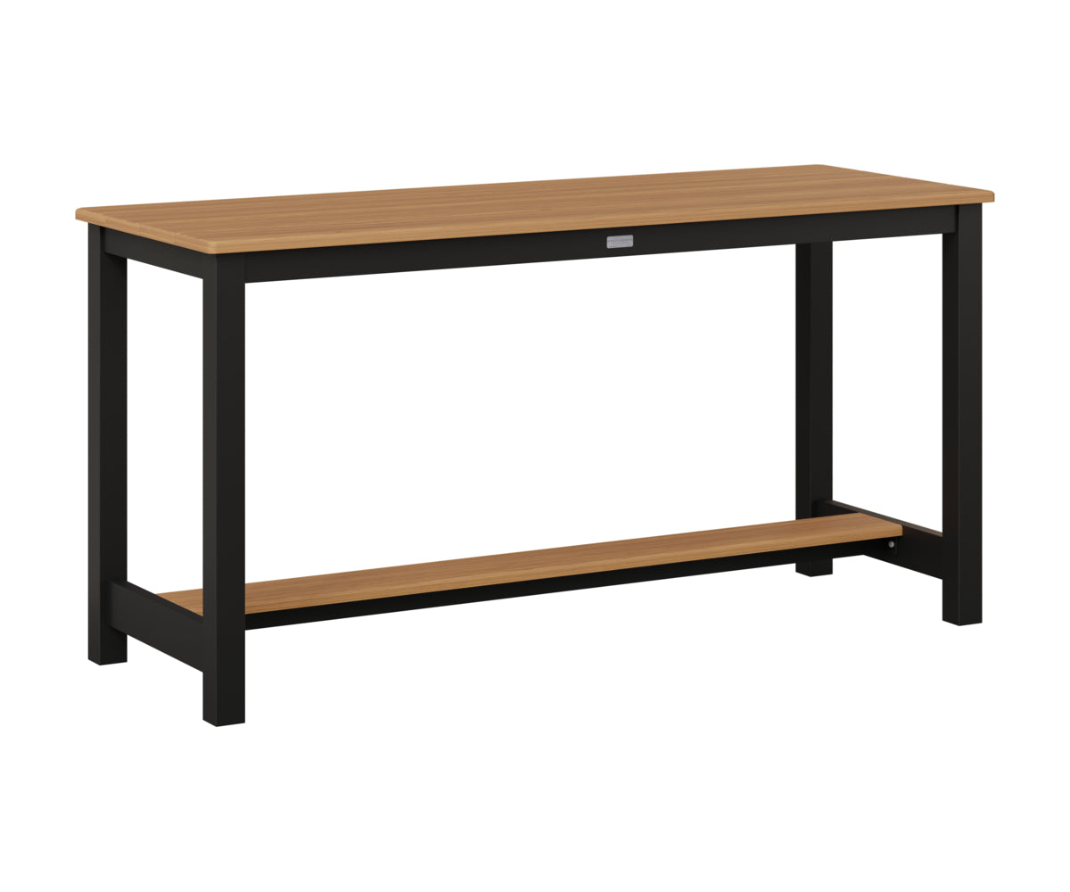 Berlin Gardens Balcony Table with Aluminum Base in Black, Natural Teak top
