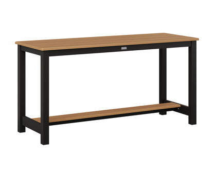 Berlin Gardens Balcony Table with Aluminum Base in Black, Natural Teak top
