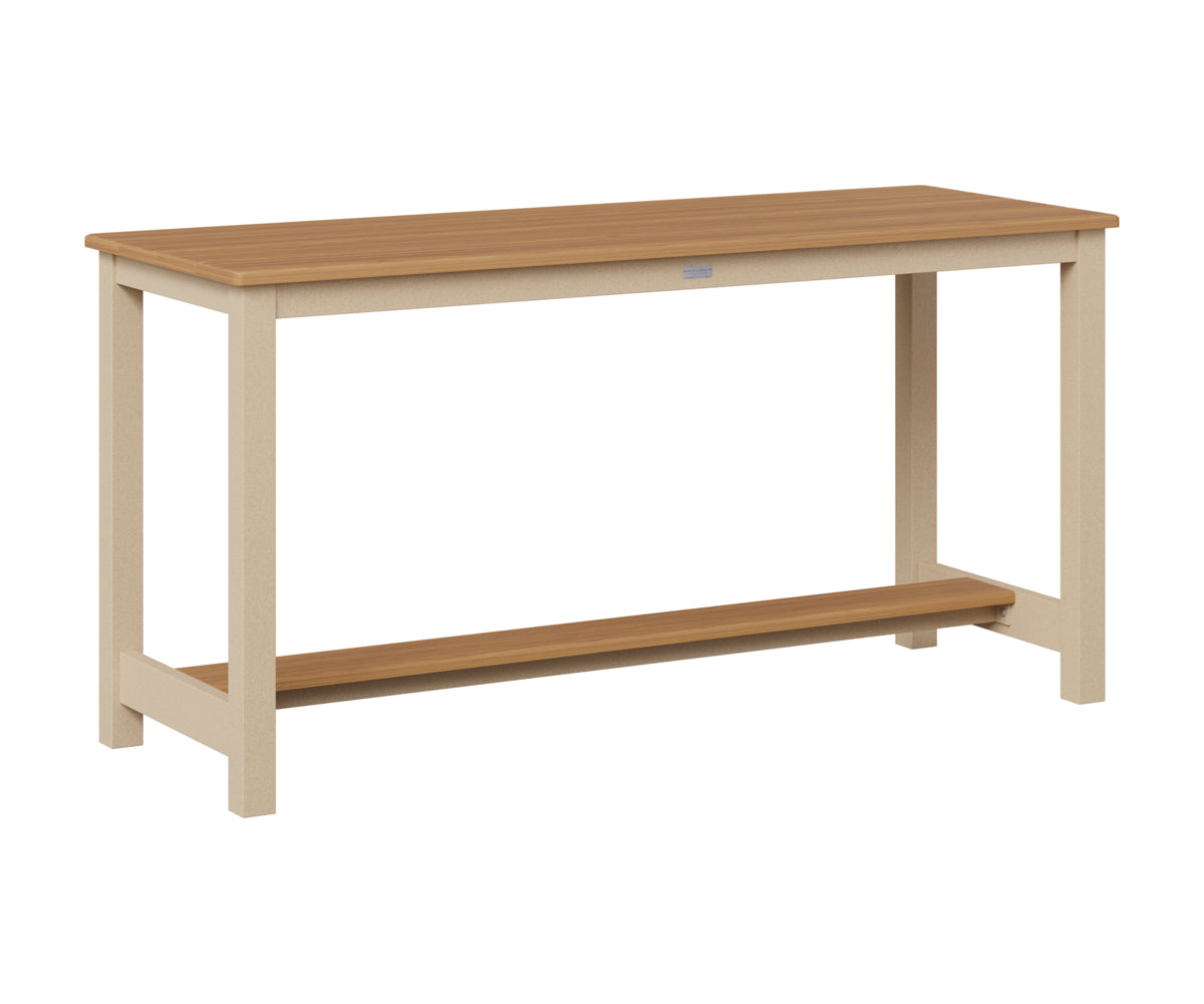 Berlin Gardens Balcony Table with Aluminum Base in Luna Multi, Natural Teak top