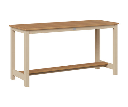 Berlin Gardens Balcony Table with Aluminum Base in Luna Multi, Natural Teak top
